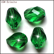 Imitation Austrian Crystal Beads, Grade AAA, Faceted, Bicone, Green, 6x8mm, Hole: 0.7~0.9mm(SWAR-F077-9x6mm-15)