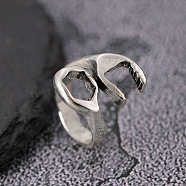 Alloy Wrench Cuff Rings, Antique Silver, Inner Diameter: Adjustable(WGB2616-02)