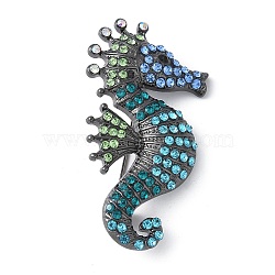 Zinc Alloy Rhinestone Brooches, Sea Horse, 52x27mm(JEWB-Z036-02B)