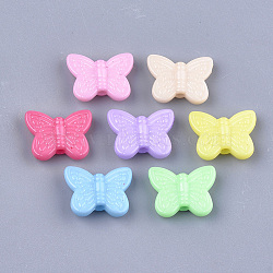 Opaque Solid Color Acrylic Beads, Butterfly, Mixed Color, 11x14x4mm, Hole: 1.8mm, about 2050pcs/500g(MACR-T030-10)
