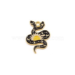 Alloy Enamel Pendants, Snake, Black, 24.8x17.4x1.2mm, Hole: 2mm(ENAM-CJC0008-08)