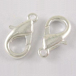 Zinc Alloy Lobster Claw Clasps, Cadmium Free & Nickel Free & Lead Free, Silver Color Plated, 10x6mm, Hole: 1mm(X-PALLOY-R042-301-S-NF)