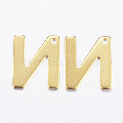 304 Stainless Steel Charms, Letter.N, Real 18K Gold Plated, 11x9x0.8mm, Hole: 1mm(X-STAS-P141-N)