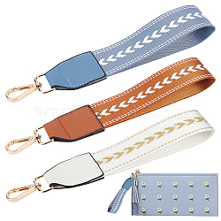 WADORN 3Pcs 3 Colors Nylon Wristlet Short Bag Straps, Chevron Pattern Clutch Bag Straps, with Alloy Swivel Clasps, Mixed Color, 24.5x3.75x0.25~0.5cm, 1pc/color(AJEW-WR0001-82)