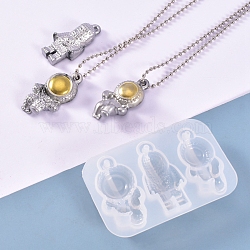 DIY Spaceman Silicone Pendant Molds, Resin Casting Molds, For UV Resin, Epoxy Resin Necklace Jewelry Making, White, 45x70x11.5mm(X-DIY-P006-27)