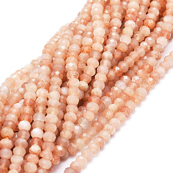 Natural Sunstone Beads Strands, Faceted, Rondelle, 5x3~3.5mm, Hole: 0.8mm, about 106pcs/strand, 15.43''(39.2cm)(G-E569-H11)