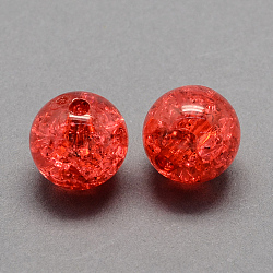 Transparent Crackle Acrylic Beads, Round, Red, 8mm, Hole: 2mm, about 1890pcs/500g(CACR-R008-8mm-04)