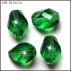 K9 Glass, Imitation Austrian Crystal Beads, Grade AAA, Faceted, Bicone, Green, 6x8mm, Hole: 0.7~0.9mm(SWAR-F077-9x6mm-15)