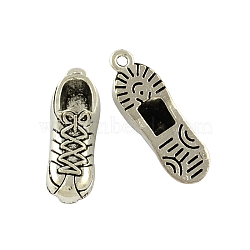 Tibetan Style Zinc Alloy Pendants, Sneakers, Lead Free & Cadmium Free, Antique Silver, 27.3x9x7.5mm, Hole: 1.5mm(X-TIBEP-R334-209AS-RS)