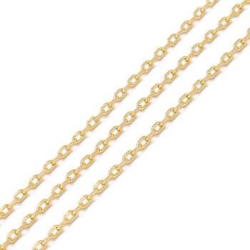 Brass Cable Chains, Long-Lasting Plated, Soldered, with Spool, Cadmium Free & Lead Free, Real 18K Gold Plated, 2.2x1.4x0.4mm
