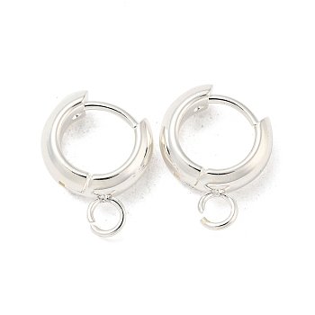201 Stainless Steel Huggie Hoop Earring Findings, with Horizontal Loop and 316 Surgical Stainless Steel Pin, Silver, 11x3mm, Hole: 2.5mm, Pin: 1mm.