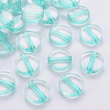Transparent Acrylic Beads, Flat Round, Turquoise, 16x5mm, Hole: 2.8mm, about 480pcs/500g