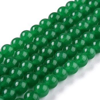 Natural White Jade Beads, Round, Dyed, Sea Green, 6mm, Hole: 1mm, about 58~61pcs/strand, 37.5~38.5cm