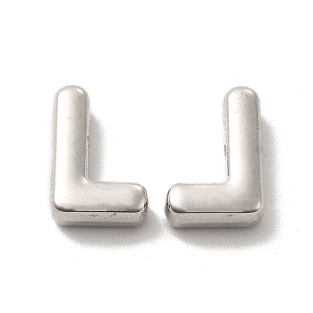 Alloy Beads, Long-Lasting Plated, Cadmium Free & Lead Free, Letter, Letter.L, 14x10x4.5mm, Hole: 2mm