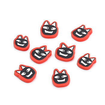 Halloween Handmade Polymer Clay Cabochons, Ghost, Black, 8~10.5x7.5~9.5x1.5mm, about 310pcs/50g