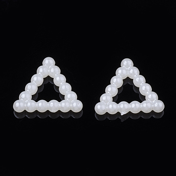 ABS Plastic Imitation Pearl Linking Rings, Triangle, Creamy White, 10.5x12x2mm