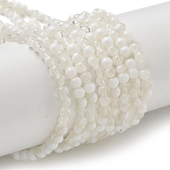 Crackle Glass Beads Strands, Rondelle, Clear, 4.5mm, Hole: 0.7mm, about 208~217pcs/strand, 299.21''(760cm)