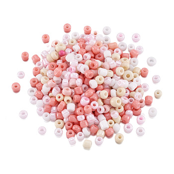 Opaque Glass Round Seed Beads, Mixed Colors, Light Salmon, 2~2.5x1.5~2mm, Hole: 0.9mm, about 113071pcs/bag