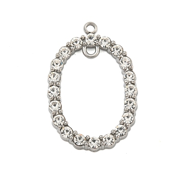 304 Stainless Steel Crystal Rhinestone Connector Charms, Oval Links, Stainless Steel Color, 24x16x2mm, Hole: 1.2mm and 1.4mm