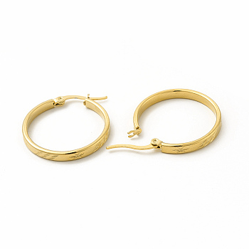 201 Stainless Steel Leaf Pattern Hoop Earrings with 304 Stainless Steel Pins for Women, Golden, 27x30x2mm, Pin: 0.6x1mm