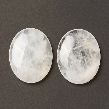 Natural Quartz Crystal Worry Stone for Anxiety Therapy, Oval Thumb Stone, 45x34~35x7~8.5mm