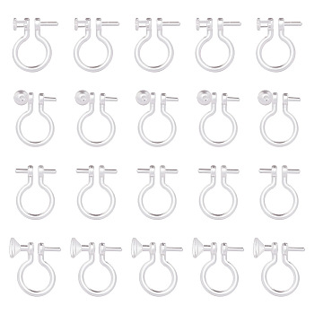 80Pcs 4 Styles Plastic Clip-on Earring Findings, Clear, 10.5~12x8~9.5x2~4mm, Pin: 1mm, 20Pcs/style