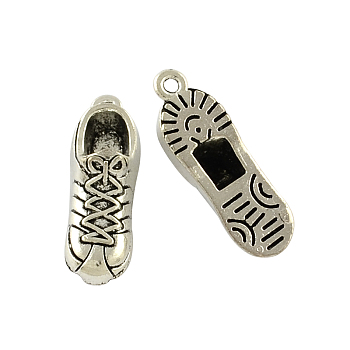 Tibetan Style Zinc Alloy Pendants, Sneakers, Lead Free & Cadmium Free, Antique Silver, 27.3x9x7.5mm, Hole: 1.5mm