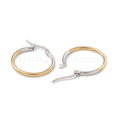 Two Tone 201 Stainless Steel Hoop Earrings with 304 Stainless Steel Pins for Women(EJEW-B016-03A)-2