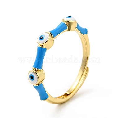 Enamel Evil Eye Adjustable Ring(RJEW-I087-01G)-4