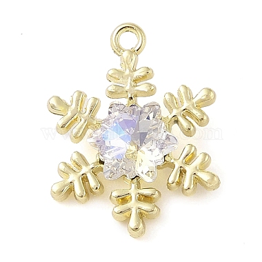 Golden White Snowflake Alloy+Rhinestone Pendants