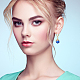 20 Pairs 10 Colors Glass Rhombus Dangle Leberback Earrings(EJEW-AR0001-07)-5