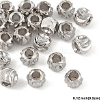 20Pcs Brass Spacer Beads, Long-Lasting Plated, Corrugated Round, Platinum, 3x2mm, Hole: 1.2mm(KK-YW0003-18A-P)