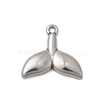 Marine Organism Theme 304 Stainless Steel Charms, Stainless Steel Color, fishtail, 11x11.5x1.5mm, Hole: 1mm(STAS-Z179-40P-03A)