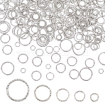 500Pcs 5 Style Iron Soldered Closed Jump Rings, Twisted Round, Diamond Cut Textured, Platinum, 18 Gauge, 7.5~19.5x1mm, Inner Diameter: 5.5~16mm, 100pcs/style(IFIN-PH0001-58)