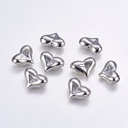 CCB Plastic Beads, Heart, Platinum, 21x29x11mm, Hole: 1~2mm(CCB-G006-142P)