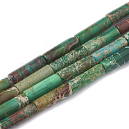 Natural Imperial Jasper Beads Strands, Dyed, Column, Green, 12~13x4~4.5mm, Hole: 1~1.2mm, about 30pcs/strand, 15.9 inch(G-S322-002F)