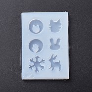 Silicone Molds, Resin Casting Molds, For UV Resin, Epoxy Resin Jewelry Making, Owl & Rabbit & Deer & Snowflake, White, 64x45x5.5mm(DIY-WH0143-50)
