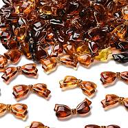 Transparent Acrylic Beads, Bowknot, Golden Metal Enlaced, Brown, 13.5x29x6mm, Hole: 1.6mm, about 472pcs/500g(MACR-K359-40D)