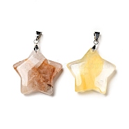 Natural Mixed Gemstone Pendants, with Platinum Tone Brass Findings, Star Charm, 29x30x8mm, Hole: 6x4mm(G-I319-04P-C)