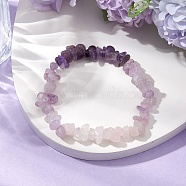 Natural AmethystChips Beaded Stretch Bracelets for Women, Inner Diameter: 1-7/8 ~2-1/8 inch(4.7~5.4cm)(BJEW-TA00557-01)