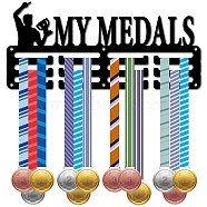 Sports Theme Iron Medal Hanger Holder Display Wall Rack, 3-Line, with Screws, Dance, Word, 130x290mm, Hole: 5mm(ODIS-WH0055-191)