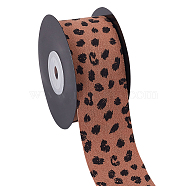 Leopard Print Polyester Ribbon, Clothing Accessories, Camel, 1-5/8 inch(40mm), 10 yards/roll(OCOR-WH0047-43A)