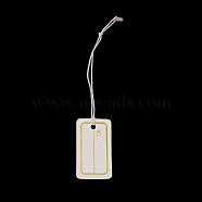 Paper Price Tags, with Elastic Cord, Rectangle with Word, Gold, 8.5~9cm, Rectangle: 30x17x0.3mm(CDIS-G008-10)