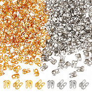 304 Stainless Steel Bead Tips, Calotte Ends, Clamshell Knot Cover, Golden & Stainless Steel Color, 4x2mm, Hole: 1mm, 2colors, 150pcs/color, 300pcs/box(STAS-UN0001-90)