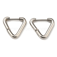 Stainless Steel Huggie Hoop Earrings, 304 Stainless Steel Needle with 201 Stainless Steel Ring, Triangle, Stainless Steel Color, 15x17x2.5mm(EJEW-E602-01P)