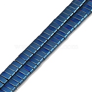 Electroplated Non-magnetic Synthetic Hematite Beads Strands, Rectangle, 2-Hole, Blue Plated, 5x2x2mm, Hole: 0.8mm, about 193pcs/strand, 8.27 inch(21cm)(G-G089-A02-14)