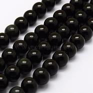 Natural Green Eyes Obsidian Beads Strands, Round, 8mm, Hole: 1mm, about 49pcs/strand, 15.3 inch(39cm)(G-G685-8mm)