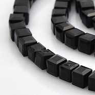 Faceted Cube Glass Beads Strands, Black, 4x4x4mm, Hole: 1mm, about 100pcs/strand, 16.9 inch(GLAA-A031-4mm-02)