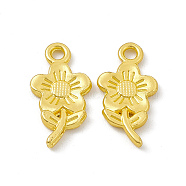 Rack Plating Alloy Pendants, Cadmium Free & Lead Free & Nickle Free, Flower Charms, Matte Gold Color, 21x11x2mm, Hole: 2mm(FIND-G045-48MG)