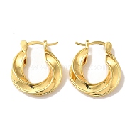 Rack Plating Brass Hoop Earrings, Cadmium Free & Lead Free, Long-Lasting Plated, Twist, Real 18K Gold Plated, 22.5x20mm(EJEW-B062-28G)